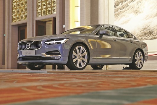 Volvo S90 is displayed at a panel discussion about self-driving cars at Diaoyutai State Guesthouse in Beijing. The companyu2019s chief executive Hakan Samuelsson said  yesterday that the auto major aims to sell 200,000 units in Asia Pacific by 2020, one quarter of its planned global sales, with China accounting for the bulk.