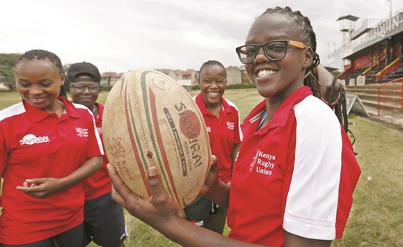 Kenya Rugby women's team captain Catherine Abilla poses for a photograph after a light training session in Nairobi. (Reuters)