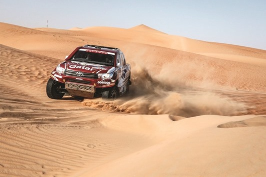 Qataru2019s Nasser al-Attiyah in action during the Abu Dhabi Desert Challenge.