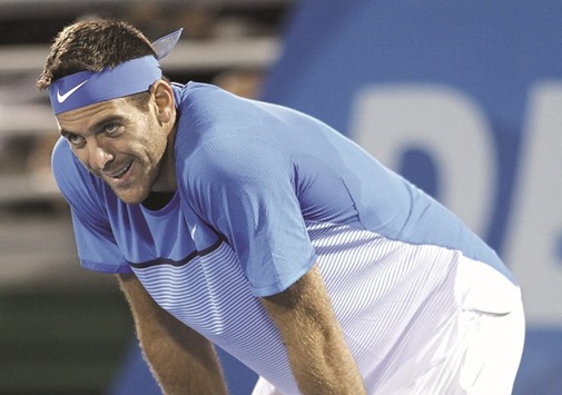 File picture of Argentinau2019s Juan Martin del Potro after losing a point to Sam Querrey of the US in their menu2019s semi-final match at the Delray Beach Open tournament.