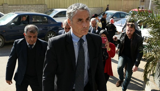 Italian ambassador to Egypt Maurizio Massari arriving on February 4, 2016 to a morgue where the body of Italian student Giulio Regeni was brought after it was found earlier on the outskirts of the Egyptian capital Cairo
