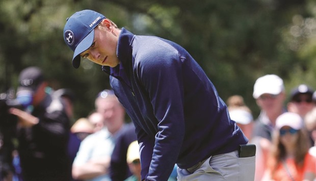 Jordan Spieth putts on the 6th hole during the second round of the 2016 The Masters golf tournament at Augusta National Golf Club. Picture: Rob Schumacher-USA TODAY Sports
