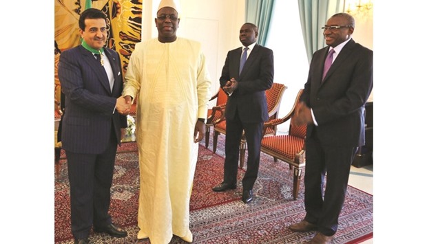 President Macky Sall of Senegal receiving Qataru2019s Attorney General HE Dr Ali bin Fetais al-Marri in Dakar.