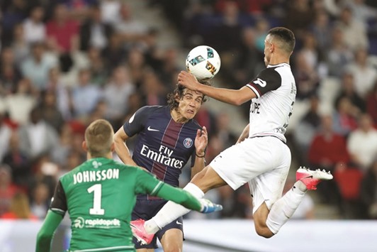 Paris St Germainu2019s Edinson Cavani in action during the Ligue 1 match against Guingamp at Parc des Princes in Paris. (Reuters)