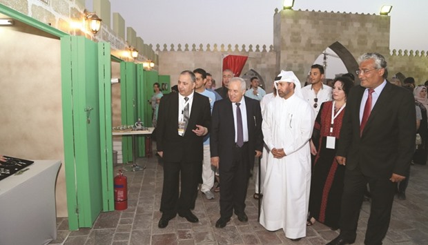 Officials and dignitaries at the third Palestinian Heritage Festival in Katara.