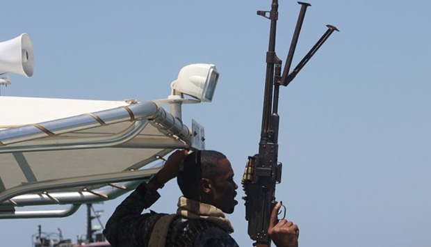 A maritime policeman of security forces