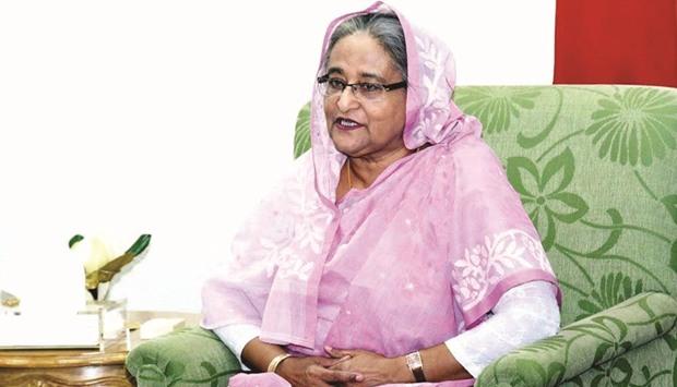 Sheikh Hasina speaking on Bengali New Yearu2019s Day at her office in Dhaka yesterday.