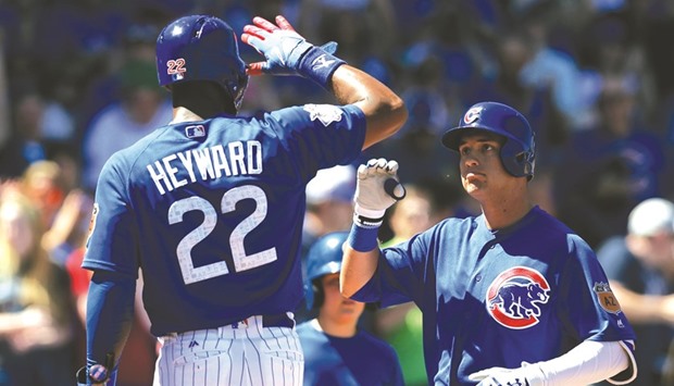 File picture of Chicago Cubs players during a spring training game.