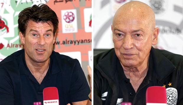 Al Rayyan coach Michael Laudrup (left) and Al Sadd coach Jesualdo Ferreira.