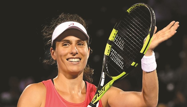Johanna Konta of Great Britain celebrates after winning the semi-final against Venus Williams in Key Biscayne, Florida. (Getty Images/AFP)