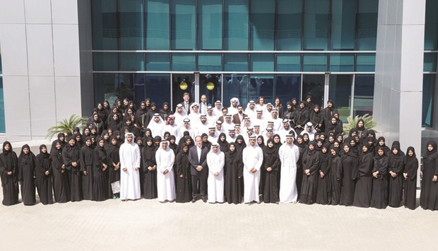 Officials and staff with graduates from Etihadu2019s UAE National Development Foundation Programme.