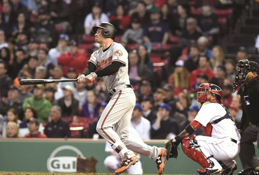 Baltimore Oriolesu2019 Trey Mancini hits a three-run home run against Boston Red Sox on Wednesday. (USA TODAY Sports)