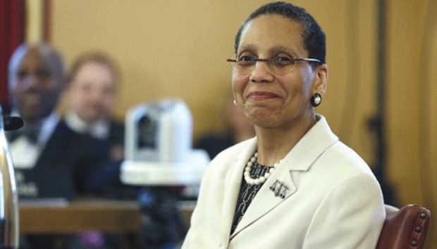 An April 30, 2013 file photo of Justice Sheila Abdus-Salaam looking on as members of the state Senate Judiciary Committee vote unanimously to advance her nomination to fill a vacancy on the Court of Appeals at the Capitol in Albany.
