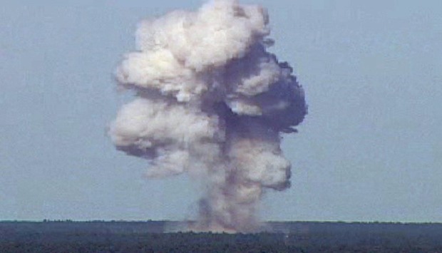 The GBU-43/B, also known as the Massive Ordnance Air Blast, detonates during a test at Elgin Air Force Base, Florida, U.S., November 21, 2003.