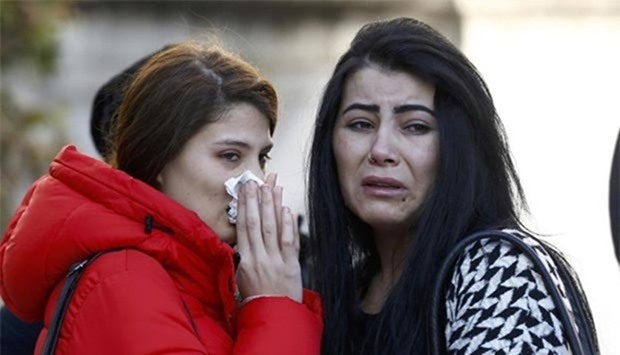 Relatives react at the funeral of Busra Kose, a victim of an attack at Reina nightclub, in Istanbul on January 2, 2017. Islamic State has been blamed for the New Year's Day attack that killed 39 people.