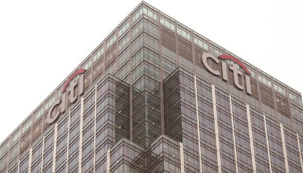 The headquarters of Citigroup is seen at Canary Wharf in London. Citigroup and JPMorgan  posted surprisingly strong revenue on Thursday from buying and selling securities in the first quarter, when political turmoil prompted clients to adjust holdings.
