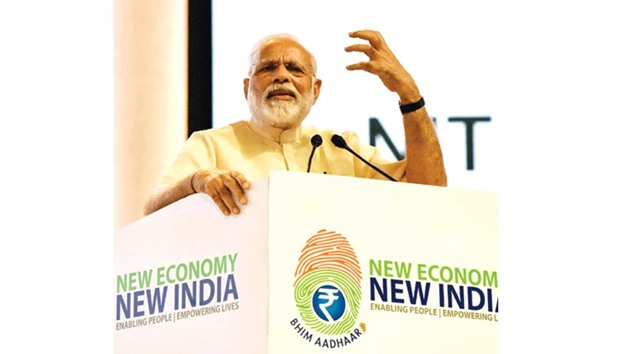 Prime Minister Narendra Modi addresses a u2018public meetingu2019 at Nagpuru2019s Indoor Sports Complex yesterday. after launching various projects and schemes.
