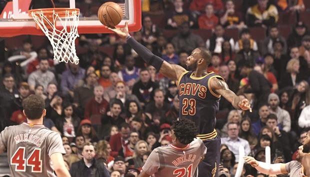 File picture of Cleveland Cavaliers forward LeBron James (23) shooting the ball against the Chicago Bulls during the first quarter at the United Center.