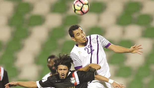 Action from the Al Ahli- Muaither match yesterday.