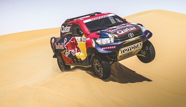 File picture of Qataru2019s Nasser Saleh al-Attiyah in action at the FIM Cross-Country Rallies World Championship in Abu Dhabi, United Arab Emirates.