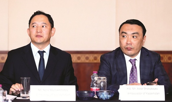 Kazakhstan ambassador Askar Shokybaev (right) and embassy counsellor Serik Myrzakhmetov at the roundtable discussion. PICTURE: Jayan Orma