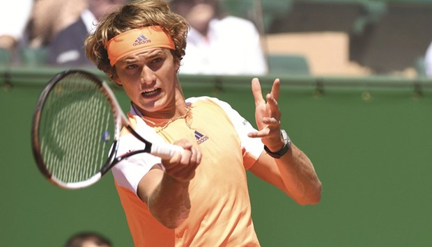 German Alexander Zverev hits a return to Italian Andreas Seppi during the Monte-Carlo ATP Masters in Monaco. (AFP)