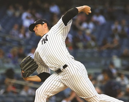 New York Yankees starting pitcher Jordan Montgomery pitches against the Chicago White Sox during the first inning of their game at the Yankee Stadium in Bronx, New York, on Monday. (USA TODAY Sports)