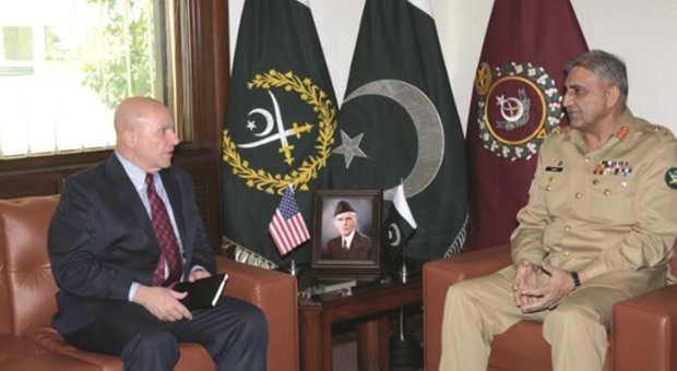 US National Security Adviser H.R. McMaster meets Pakistan Army Chief Gen Qamar Javed Bajwa on April 17.