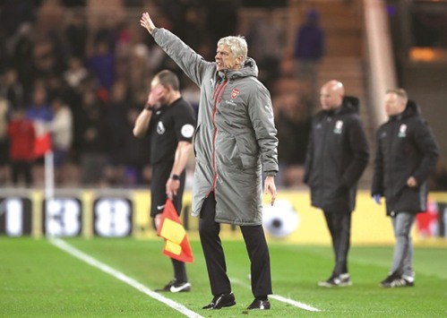 Arsenal manager Arsene Wenger during his teamu2019s Premier League game against Middlesbrough at the The Riverside Stadium on Monday.