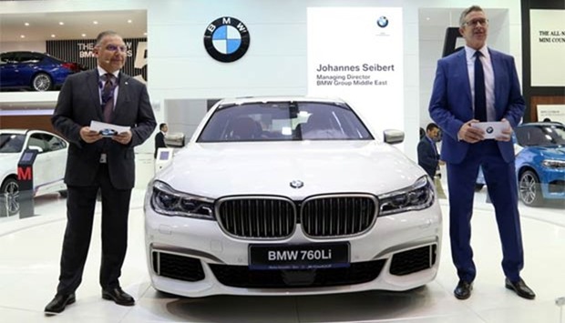 Ihab Allam, left, and Johannes Seibert showcasing the BMW 760Li. PICTURE: Jayan Orma