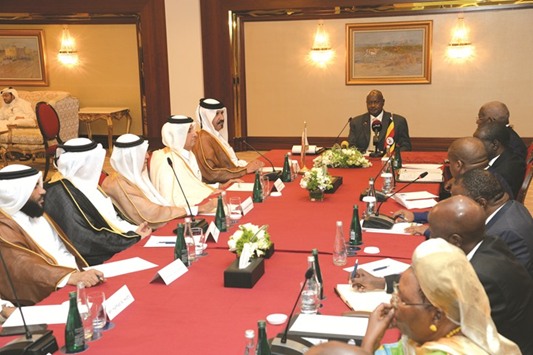 Ugandan President Yoweri Museveni discusses ways to enhance trade and investments with Qatar in a meeting with members of Qatar Chamber and the Qatari Businessmen Association. PICTURE: Thajudheen