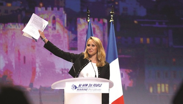 Marion Marechal-Le Pen, French National Front political party deputy, attends a political rally as she campaigns for Marine Le Pen.