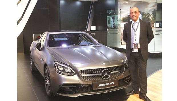 Khaled Shau2019aban at the NBK Automobiles pavilion. PICTURE: Jayaram