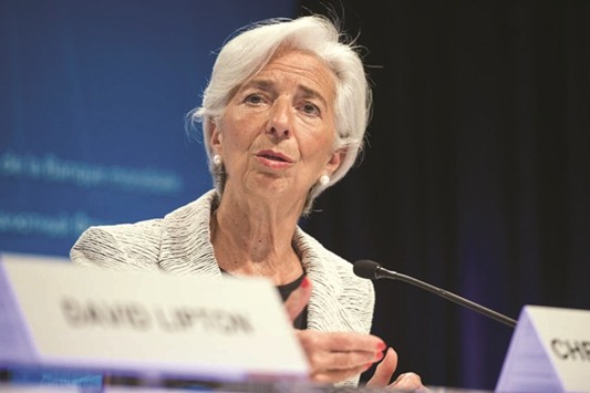 IMF managing director Christine Lagarde speaks during the IMF press conference at the IMF/WB Spring meetings in Washington, DC, yesterday. u201cFrom the various contacts that I have had with the (Trump) administration so far, I have every reason to believe we will make progress,u201d Lagarde told reporters.