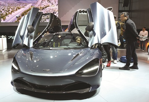 A McLaren 720S is displayed during the second day of the 17th Shanghai International Automobile Industry Exhibition.