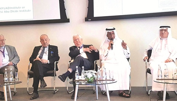 HE al-Attiyah (second right) at a panel session at the u2018Abu Dhabi Roundtableu2019 hosted by New York University Abu Dhabi Institute in collaboration with the University of Oslo.
