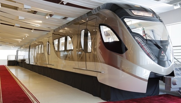 Life-sized mock-up of the Doha Metro train.