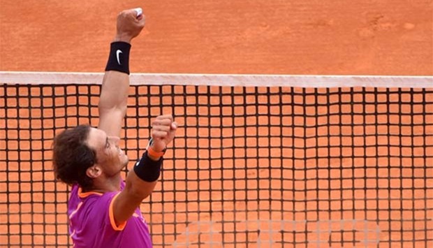 Rafael Nadal reacts after defeating Albert Ramos-Vinolas in the final of the Monte Carlo Masters on Sunday.