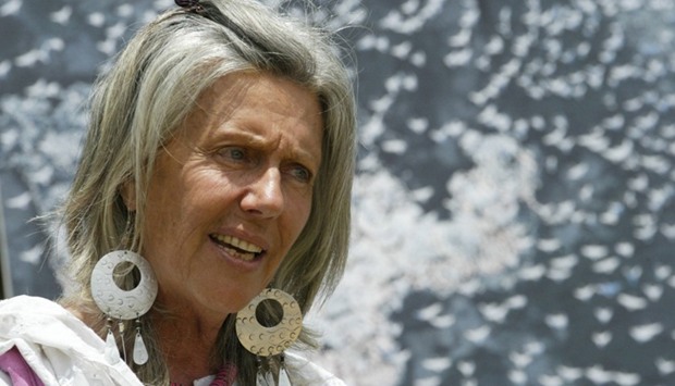 This file photo taken on April 9, 2006 shows renowned conservationist Kuki Gallmann speaking during the launch of the World Migratory Bird Day, at Laikipia.