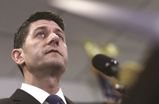 US speaker of the House Paul Ryan answers questions following a meeting of the House Republican caucus at the US Capitol yesterday. Ryan wants to replace the existing 35% corporate income tax with a 20% levy on US companiesu2019 domestic sales and imports. Their exports would be exempt. Trump didnu2019t intend to include the provision in his proposals later yesterday, said a White House official.