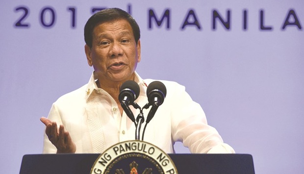 President Rodrigo Duterte gestures as he speaks during a press conference at the end of Association of Southeast Asian Nations (Asean) leadersu2019 summit in Manila yesterday.