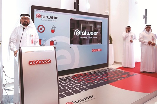Ooredoo Qatar CEO Waleed al-Sayed speaks during the launching of  the eTatweer platform.
