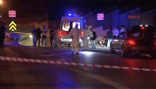 A view of the scene where GEM TV founder Saeed Karimian was shot dead in Istanbul