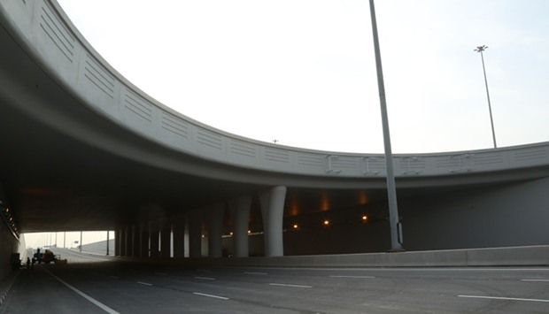 A close view of the Umm Al Saneem Interchange underpass (Karwa Intersection).