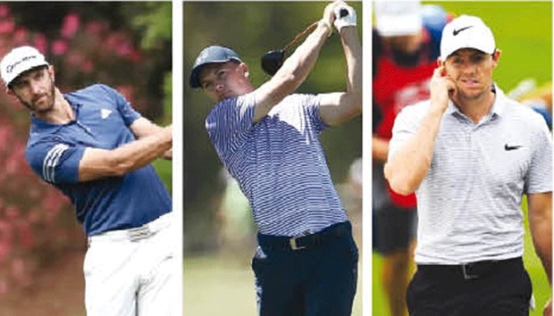Top-ranked Dustin Johnson (left), Jordan Spieth (centre) and Rory McIlroy are the three clear favourites going into the Masters.