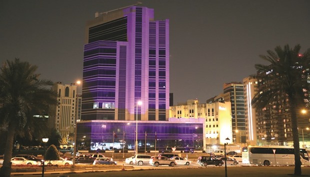 The Mwani Qatar headquarters bathed in blue to mark World Autism Awareness Day.