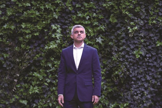 London mayor, Sadiq Khan, attends an environment and emissions policy launch event to outline plans for imposing a levy on the most polluting vehicles in London yesterday.