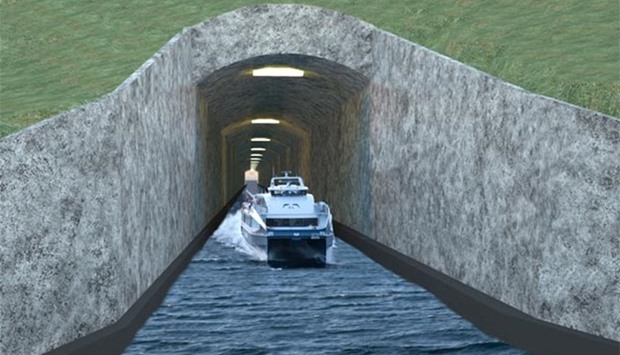 A handout computer generated picture shows the so-called Stad Ship Tunnel.
