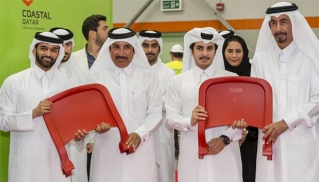 SCu2019s al-Thawadi and other dignitaries at the inauguration of Coastal factory that will make the seats for 2022 FIFA World Cup stadiums.