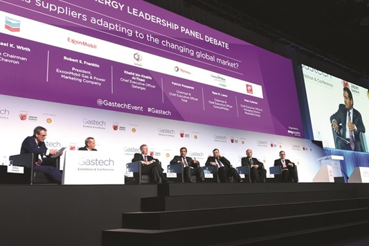 Sheikh Khalid at an energy leadership panel session at the 2017 Gastech Conference and Exhibition in Tokyo.